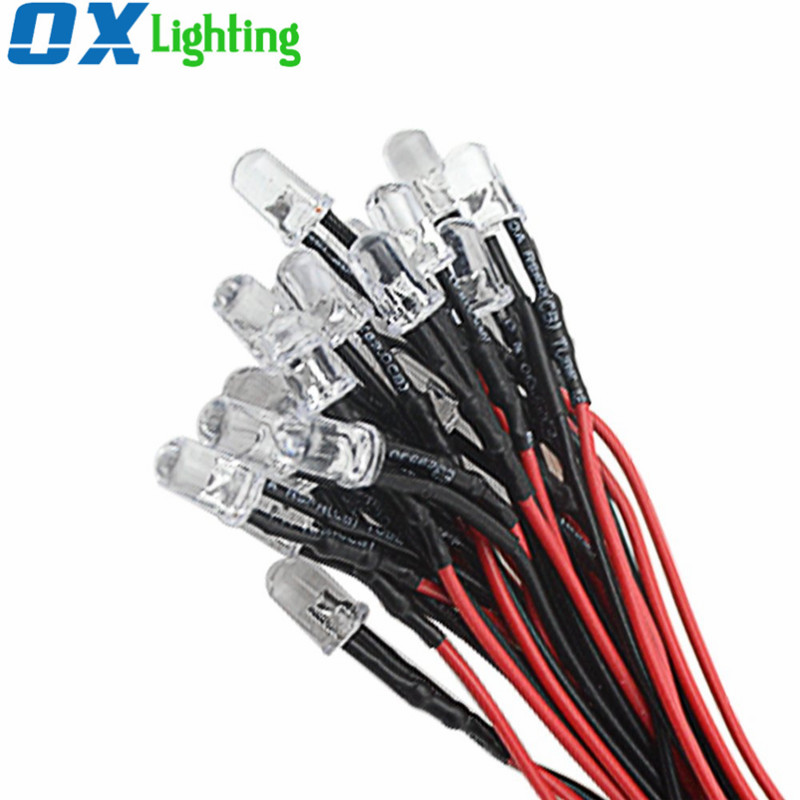 50pcs 5mm Orange Diffused 5V 6V 7V DC Bright Pre-Wired LED Leds Light 20CM New