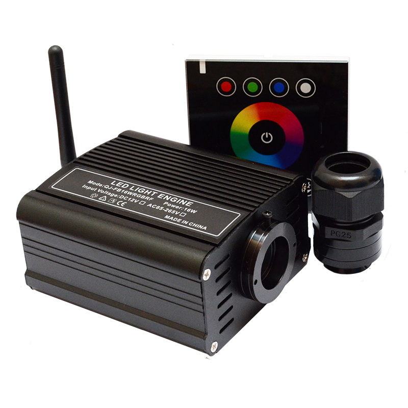 Светодиодный волоконно-оптический двигатель 16 Вт RGBW с 2,4G RGB зоной, настенный беспроводной сенсорный пульт дистанционного управления