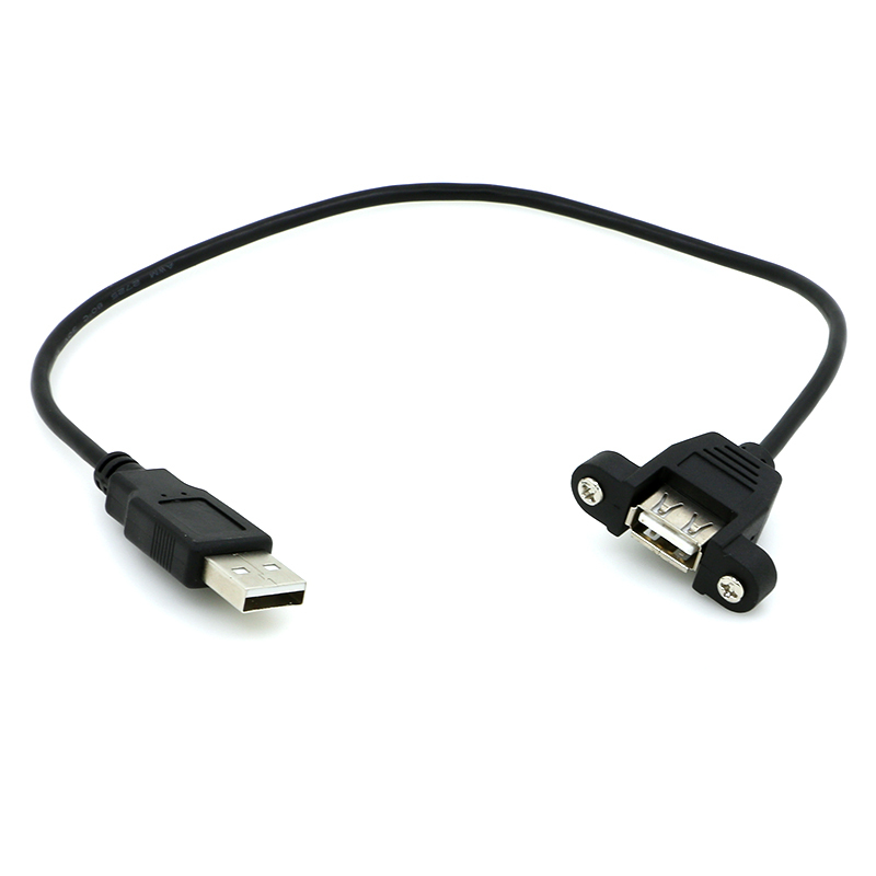 Бесплатный образец на заказ, USB 2,0 A, гнездовой разъем, крепление на панель, USB A, штепсельная вилка, Удлинительный кабель для зарядки и передачи данных с винтом