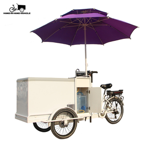 Three wheels cart with freezer for ice cream street sale non-electric pedal tricycle with white color rear box