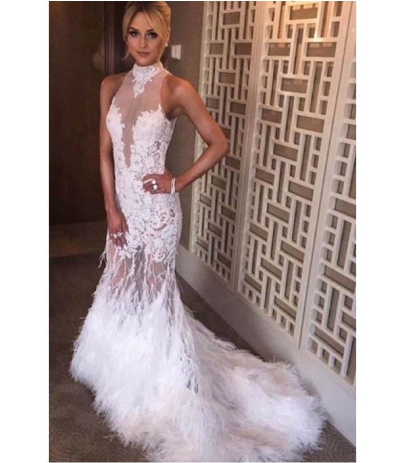 ostrich feather evening gown