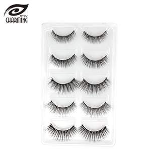 Wholesale false eyelashes 5 in 1 3d lashes pair eyelashes set eye lash kit