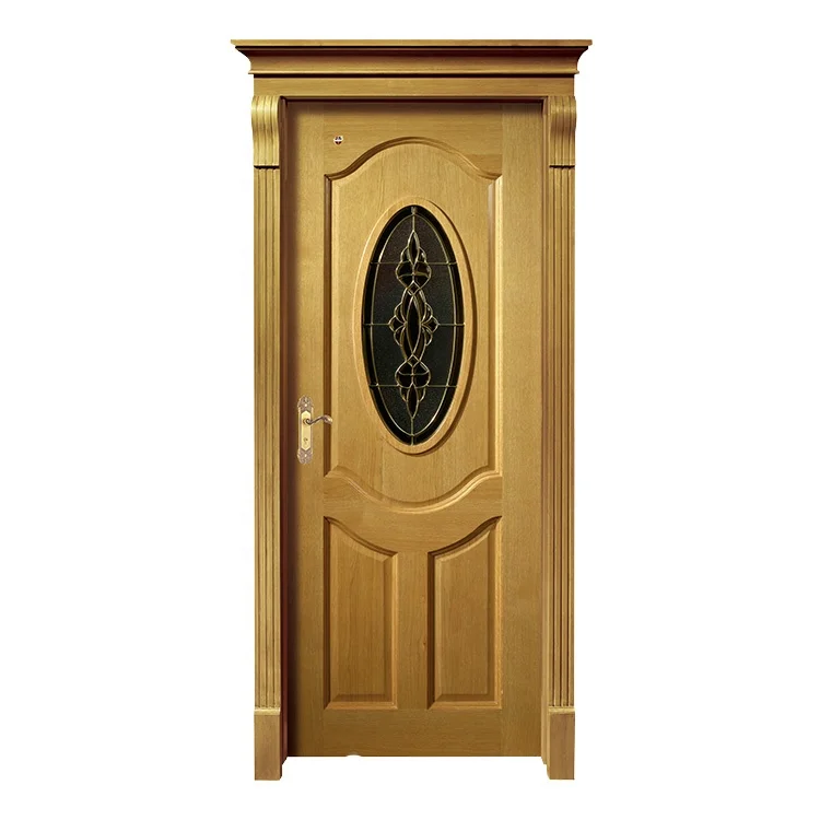 Thương mại chưa hoàn thành cong rắn gỗ tếch oval glass nhập door