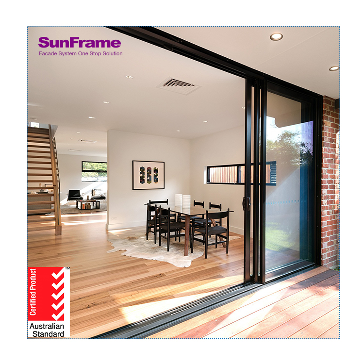 الشمس إطار عالية الصف فيلا الفاخرة تصميم الزجاج الألومنيوم الجبهة انزلاق الباب شرفة التراص الباب