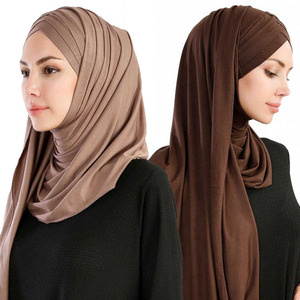 Wholesale fashion dubai cotton jersey hijab easy to wear muslim fashionable solid color scarf women hijab instant shawls