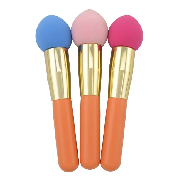 Newest polyurethane sponge for cosmetics, orange oval makeup sponge with blush foundation brush