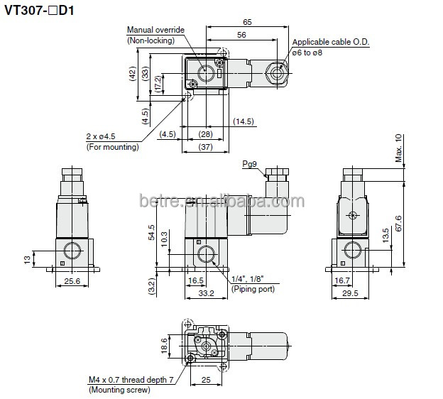 SMC type 3 Port Solenoid Valve VT307