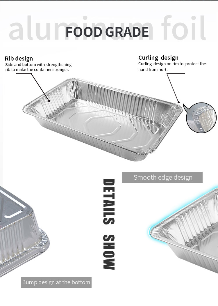 9700ml Aluminum Foil Container BBQ Turkey Pan Full Size Rectangle Aluminum Tray