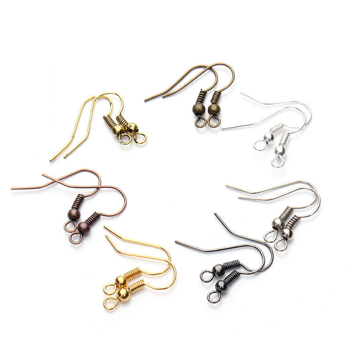 Qty 24 Vintage 45mm Raw Brass Kidney Ear Wires with Spring Earring Findings