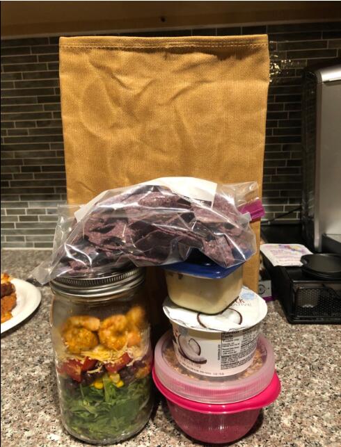 Borsa per il pranzo, tela cerata, durevole, senza plastica, grigio, per uomo, donna e bambino
