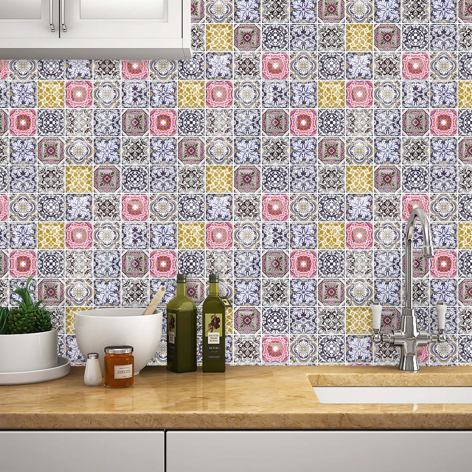 Spanish Assorted 10" x 10" PVC Peel and Stick Field Tile