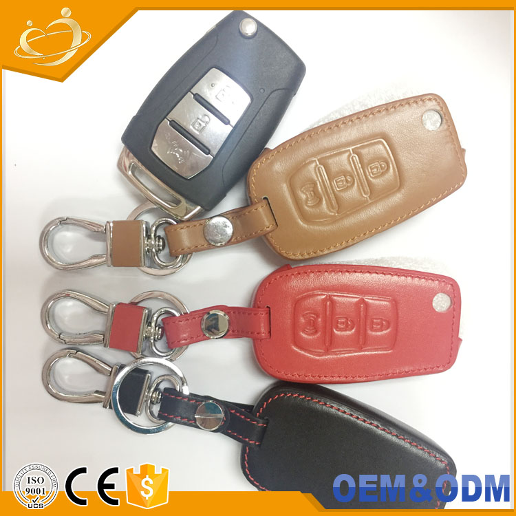 Folding Key Genuine Leather Case Cover for SSANGYONG 15-16 Tivoli 3Button
