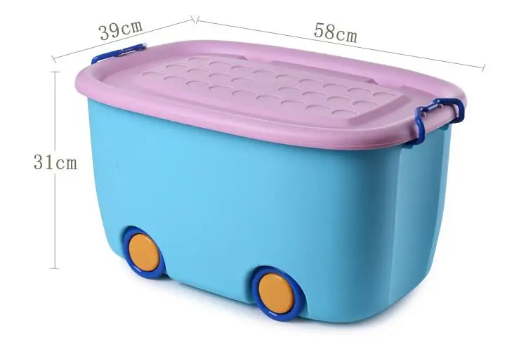 Multipurpose plastic  toy storage box  lid  container for children plastic sotrage box  with wheel