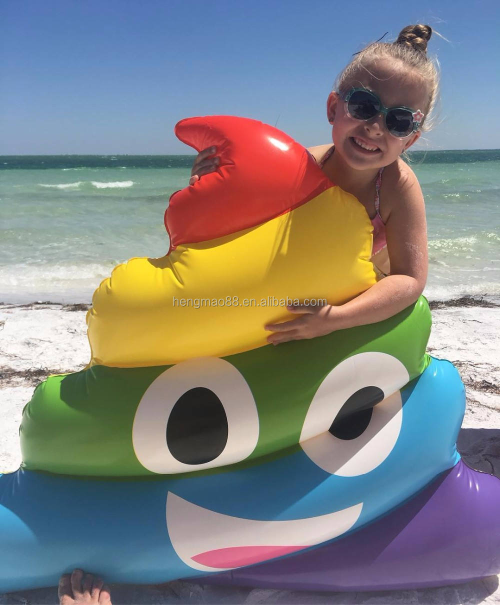 Summer Party Kids Rainbow Poop Inflatable Pool Float