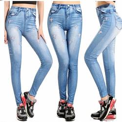 Estilo europeu apertado seamless jeggings com impressão estrela