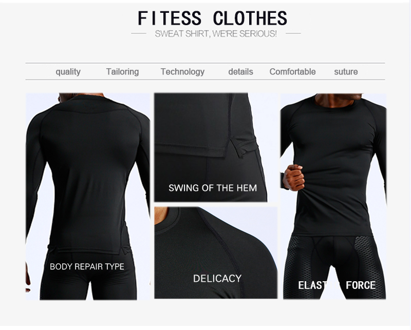 outdoor leisure basketball long sleeve t shirt quick-drying running training wear  men's tights