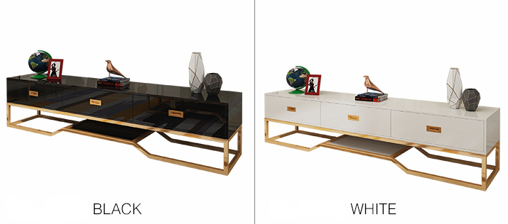 High Gloss Metal Frame TV Cabinet 200 x 45 x 45cm Plasma Medium Modern TV Unit Cabinet
