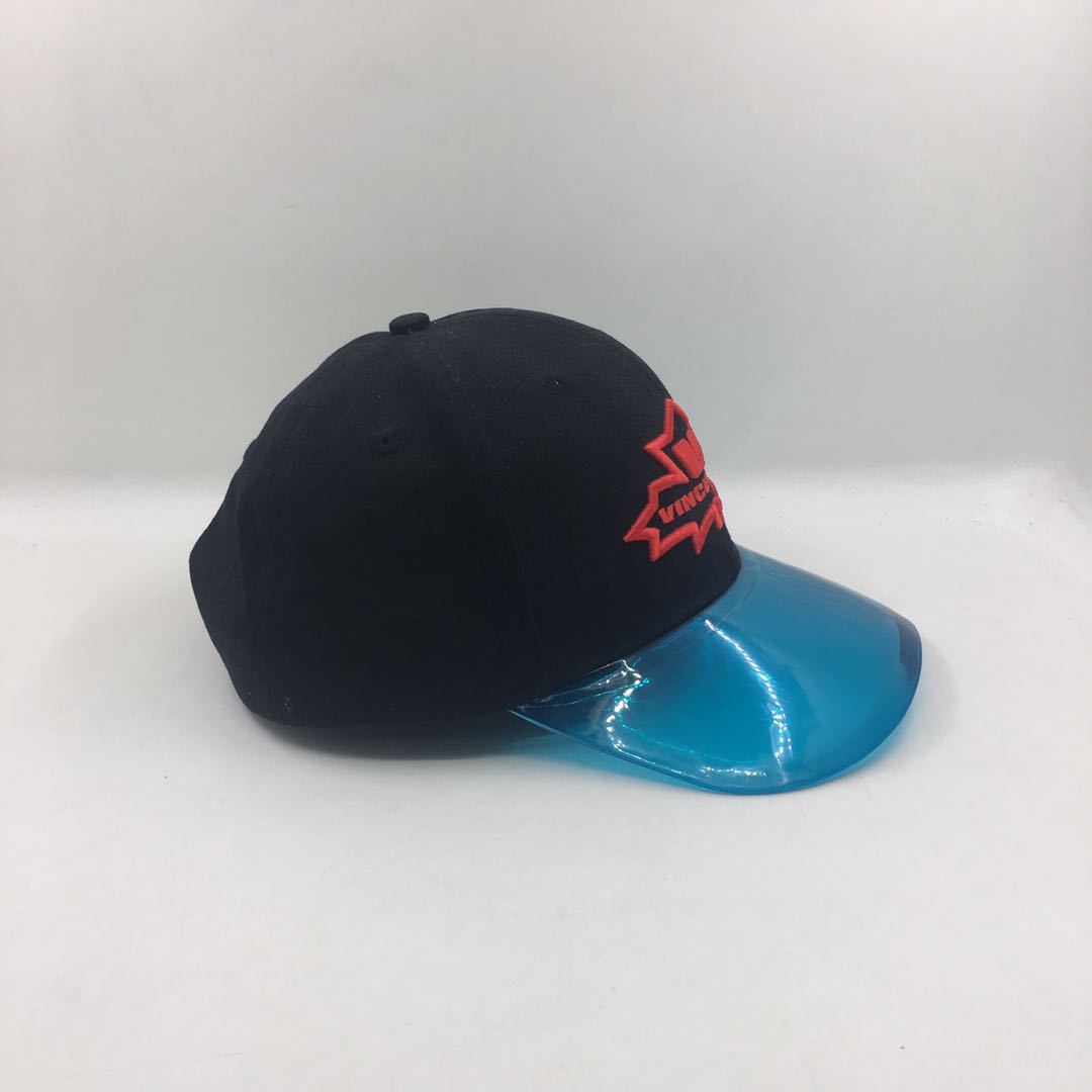 Blue Transparent PVC Brim Baseball Mesh Cap 5 Panel Mesh Trucker Cap