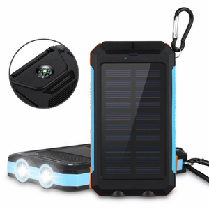Solar Power Banks with compass 10000mah capacity Dual USB with flash light