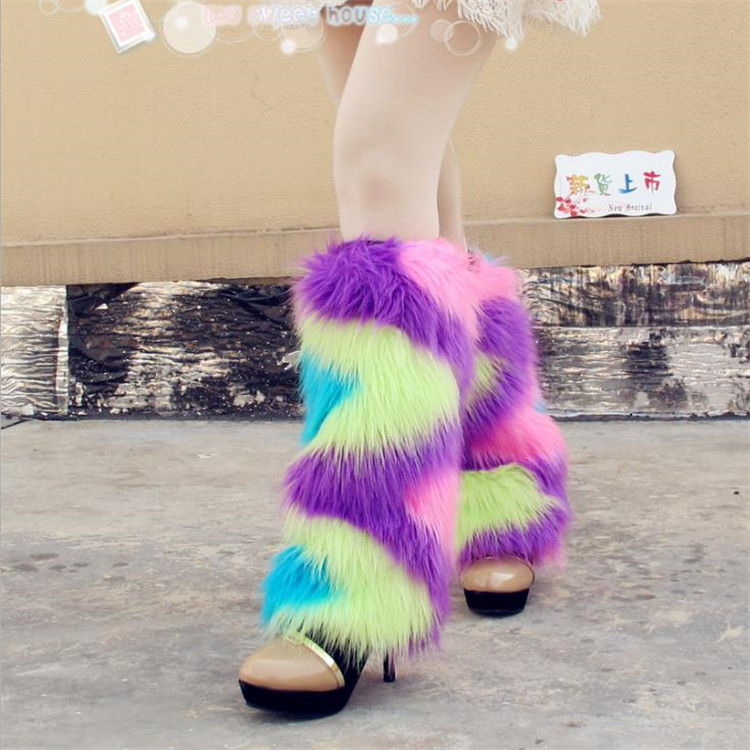 Меховые ботинки с подогревом; пушистый мех для женщин; искусственный мех; гетры