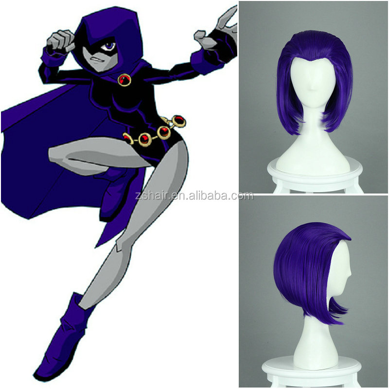 New Arrival Teen Titans Raven Cos Wig Purple Hair Girl S Straight