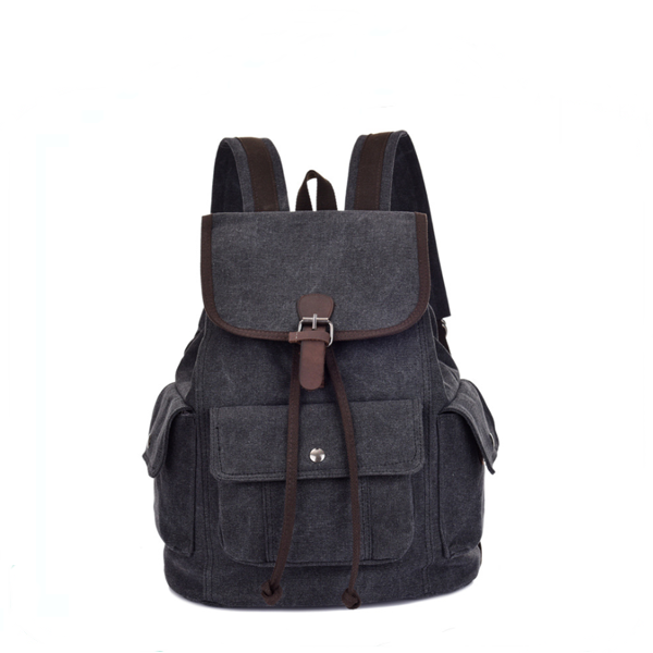 Klassische Retro-Vintage-Rucksacktasche aus Segeltuch für die College-Schule mit Kordelzug