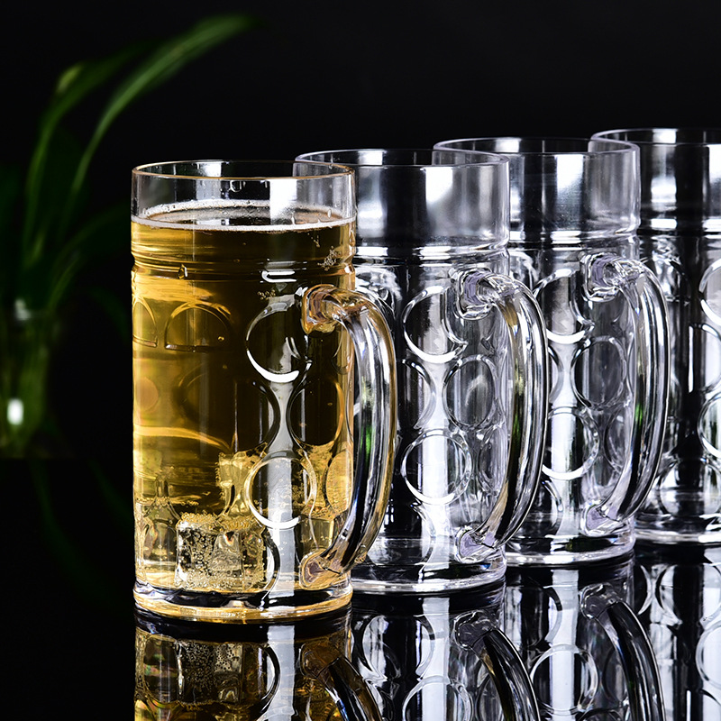 1 Liter clear  beer glass mug big beer glass mug with handle for drinking