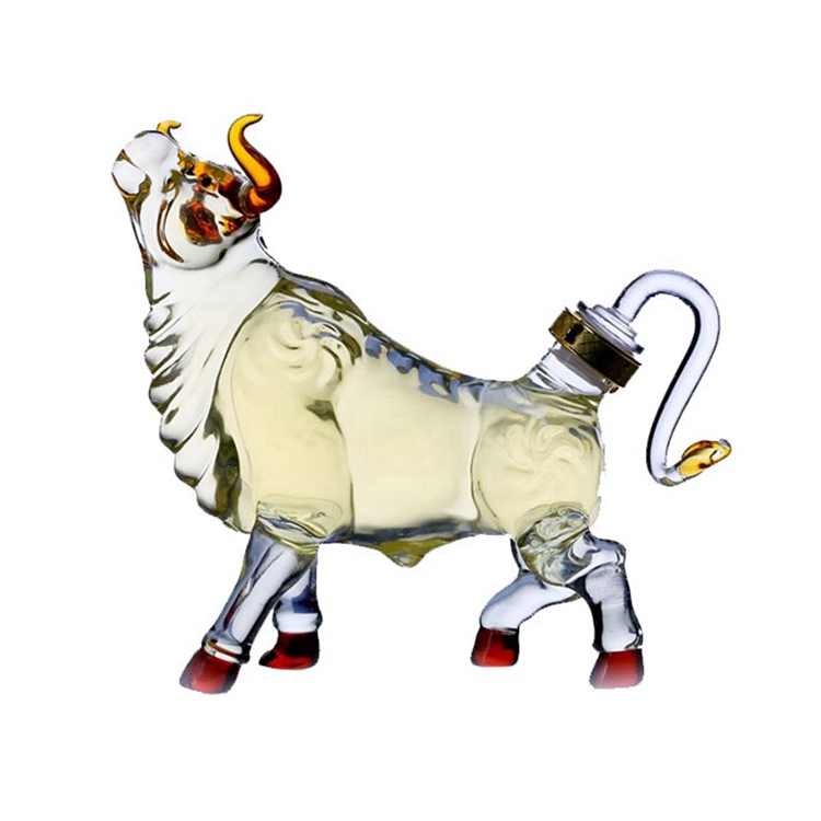 source 1000毫升750毫升手工动物瓶牛形状酒瓶玻璃牛瓶为烈酒 on m.