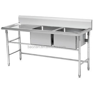 Wholesale Kitchen sink with wash drain board / Industrial Stainless Steel double sink