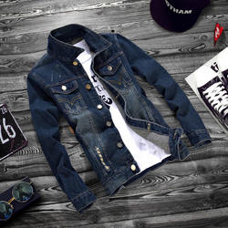 Jaqueta jeans masculina moda personalizada 2017
