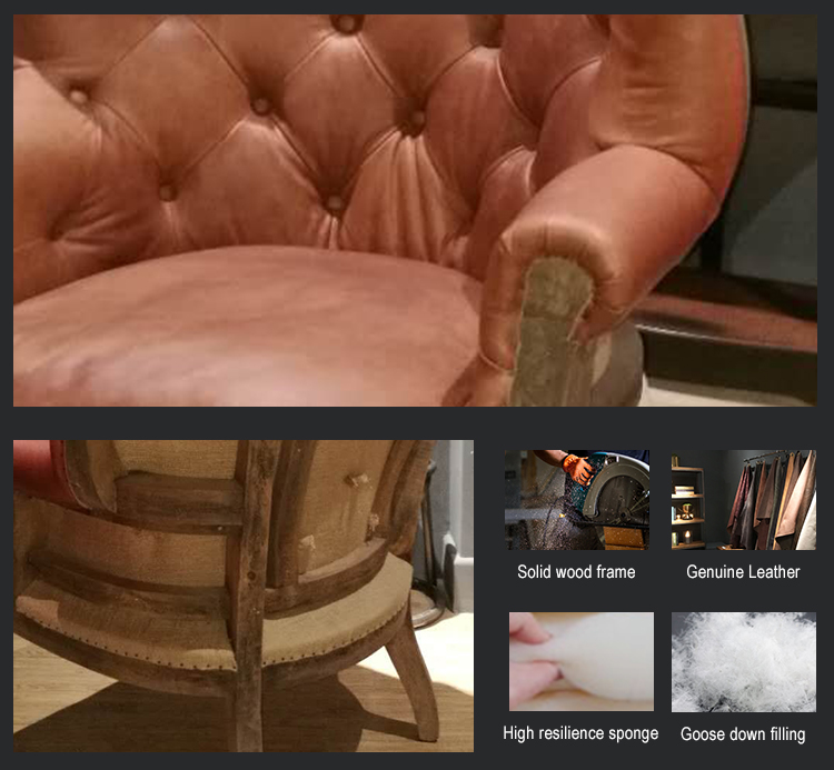Exquisite workmanship full genuine leather handmade vintage high back chair