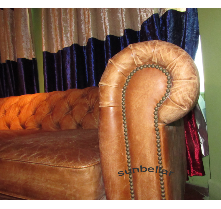 luxury furniture living room sofas chesterfield top grain leather dull polish leather sofa set home furniture