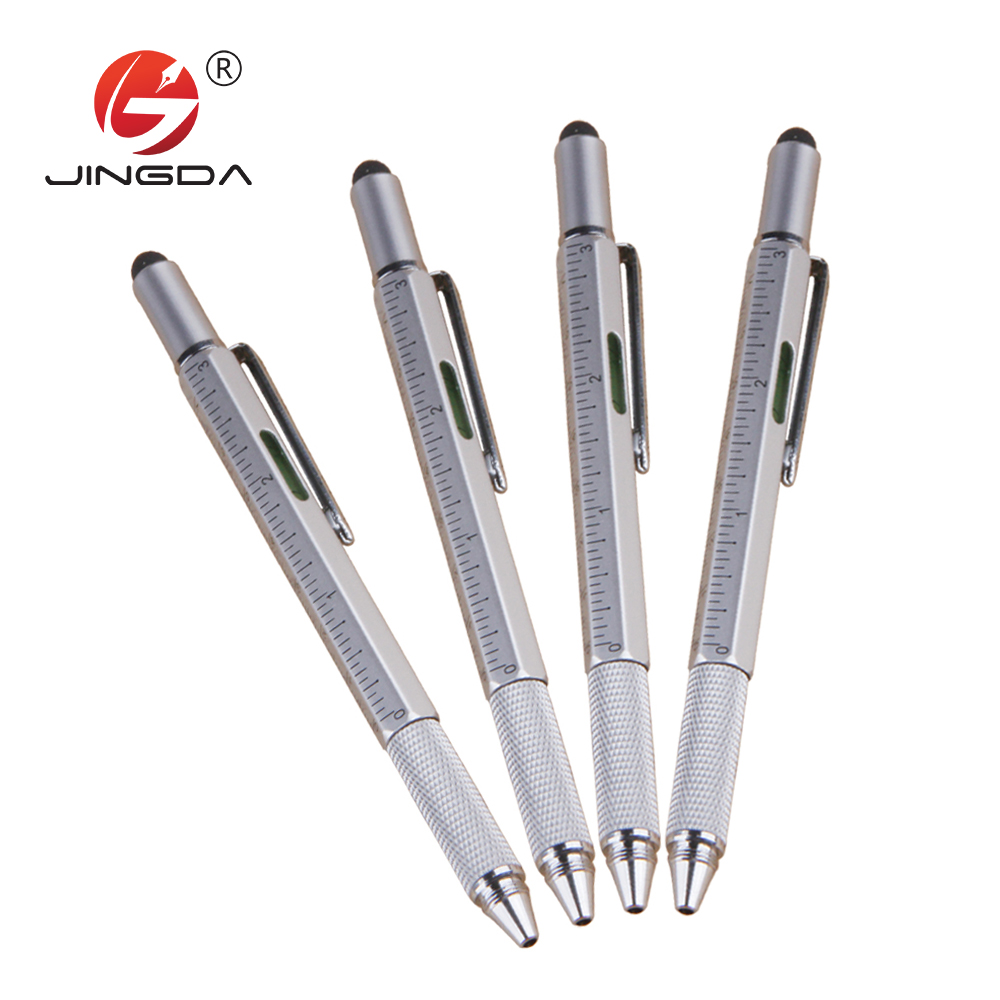 5 в 1 многофункциональная металлическая ручка с отверткой линейка ручка с уровнем касания стилус шариковая ручка