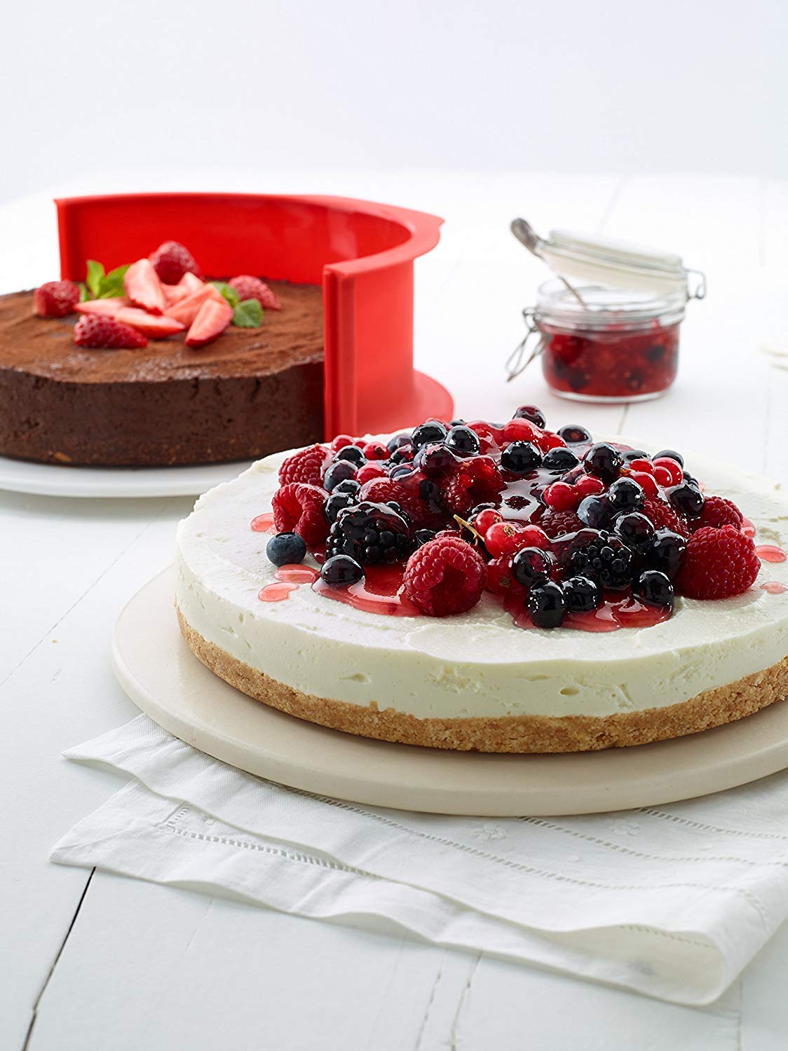 Teglia a cerniera da 9 pollici con base in vetro antiaderente per cottura e preparazione di cheesecake, stampo in silicone per cottura e preparazione