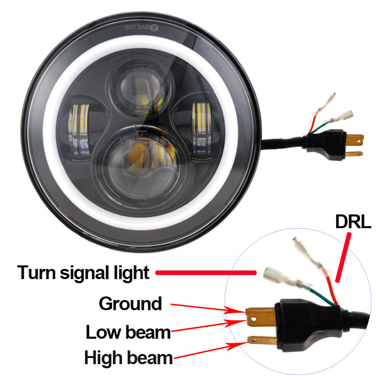 7 Inch 45W H4 LED Headlights With Angle Eyes For Lada 4x4 Urban Niva defend 90/110 Defender