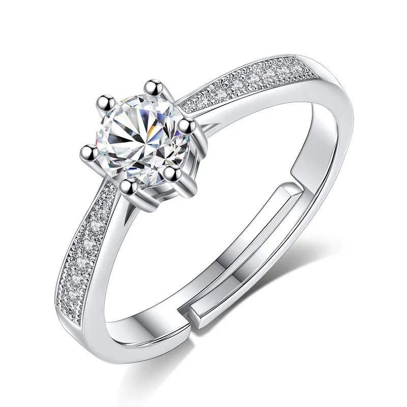 2019 925 sterling silver adjustable ring Jewelry Open Adjust Gemstone Diamond Wedding Ring