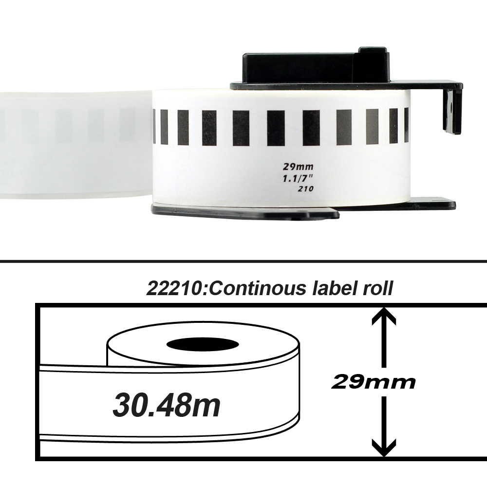 Thermal Paper Barcode Sticker Labels Roll 29mm*30.48m Compatible DK22210 File Folder Labels for Broher QL Series Printer