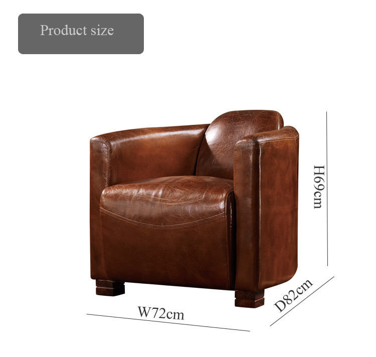 retro vintage brown leather sofa chair genuine leather recliner chair home bar living room club antique leather armchairs UK