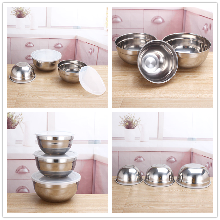 3 pcs stainless steel salad bowl mixing bowl kitchen tool