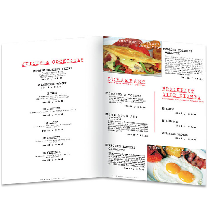 Custom Printed Full Color Menu Printing Professional Service China Supplier