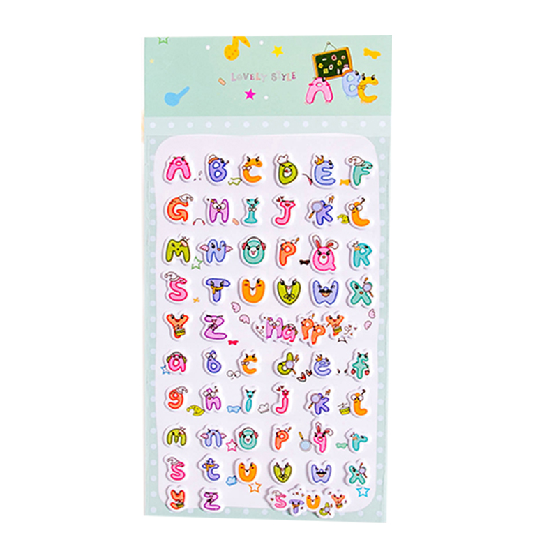 6 Sheets Letters Scrapbooking Bubble Stickers 3D Cartoon Stationery Stickers FY