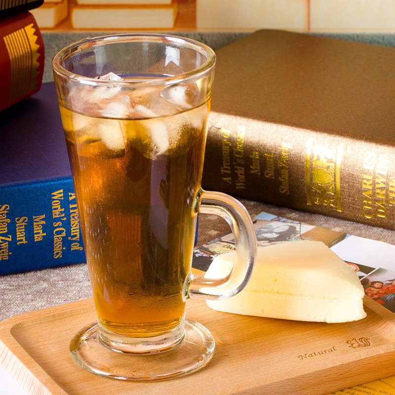 Machine made glass material Irish coffee mugs  glass beer mugs with handle