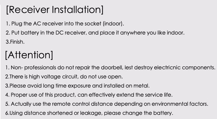 Oem\Odm No Radiation Battery Free Self Powered door bell wireless door bell