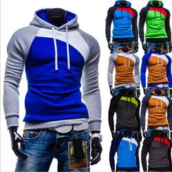 Suéter fashion colorido com capuz de manga comprida masculino