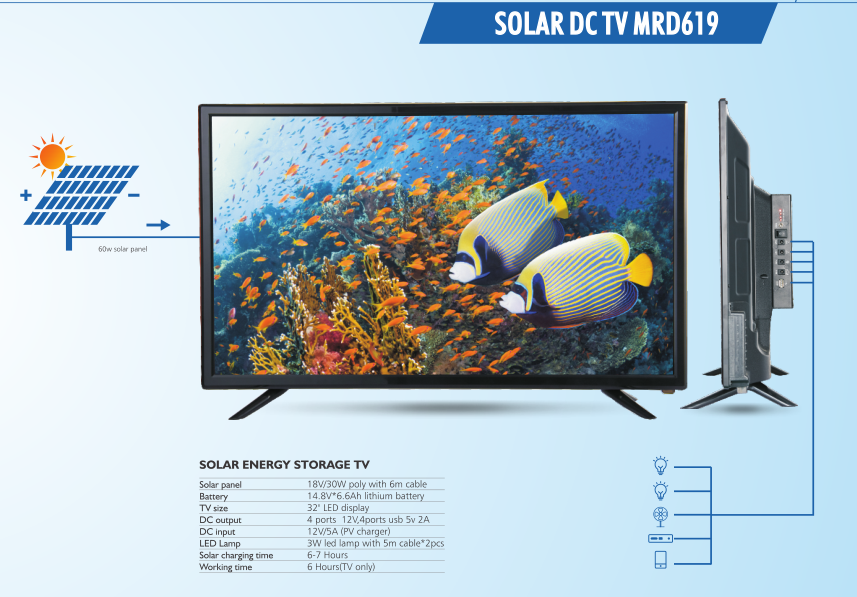Leading Solar TV supplier 15 17 19 22 32 inch Portable Solar Powered LED LCD TV Battery Powered HD LED TV