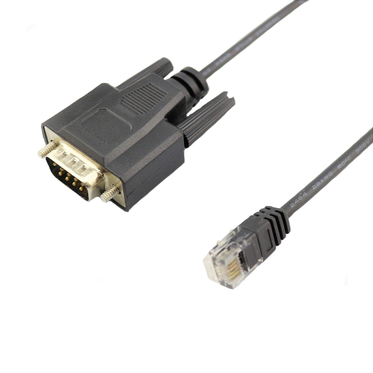 rj12 6p6c公至rs232 db9公电缆9孔晶体连接器rj45 db9引脚串行端口rs