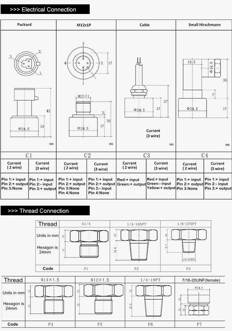 sensor preservativo da pressão de 4-20mA 0.5-4.5V I2C para o gás de ar da água