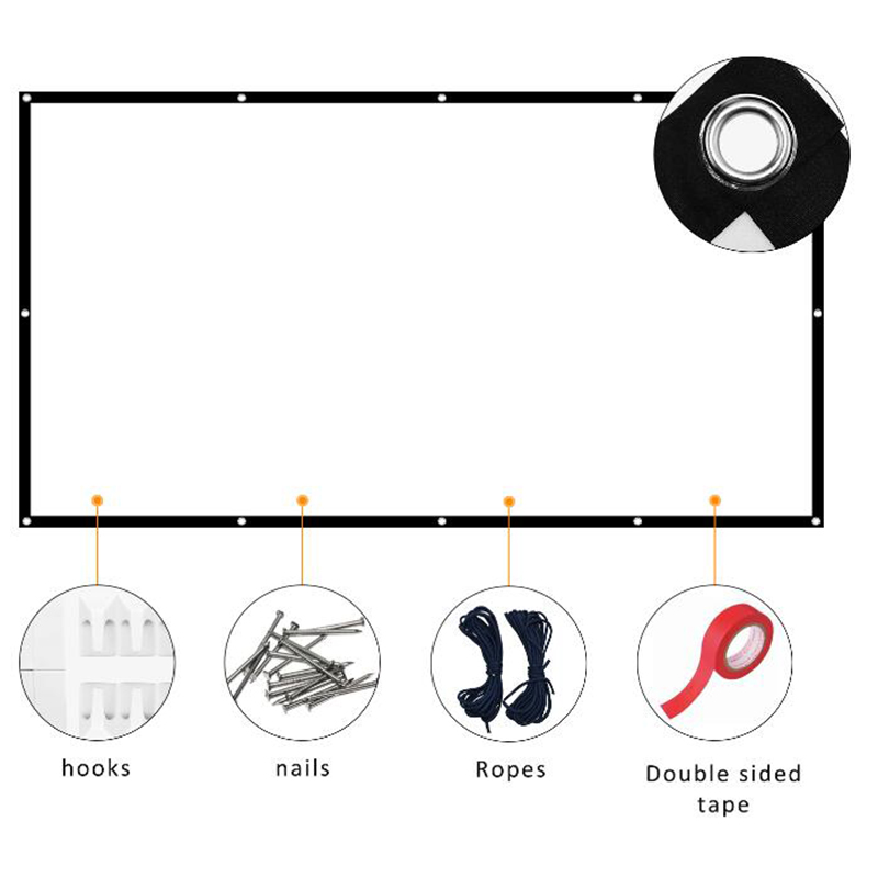 120"inch 16:9Portable foldable Simple Screen HD 4K outdoor projector screen indoor front rear projection hang on the garage wall