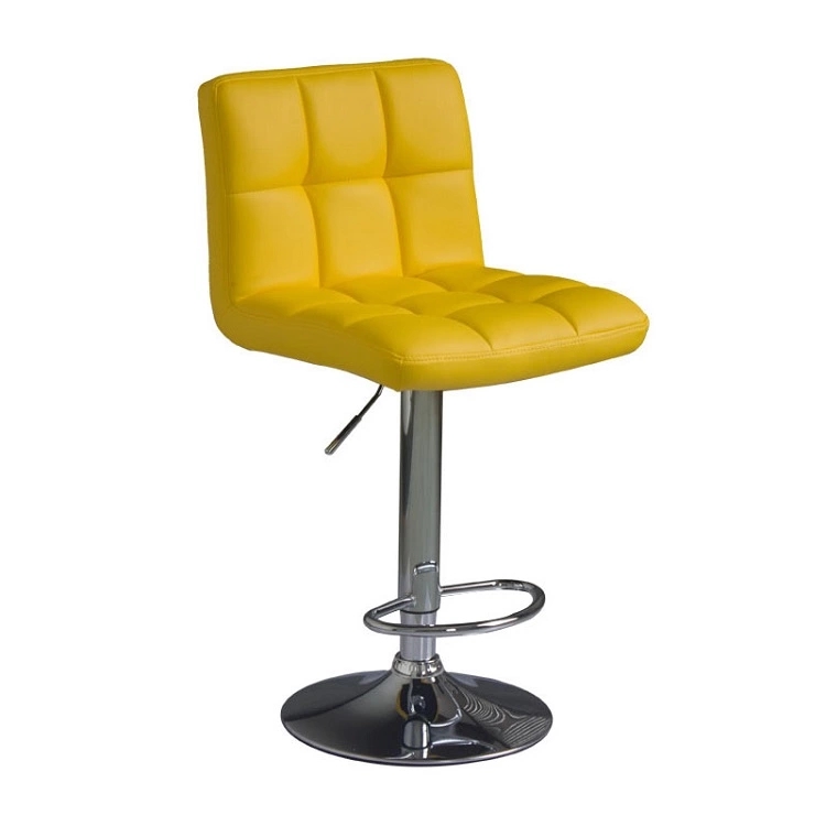 Современные Квадратные регулируемые барные стулья из искусственной кожи с задней стенкой, набор из 2 предметов, вращающийся стул (желтый)