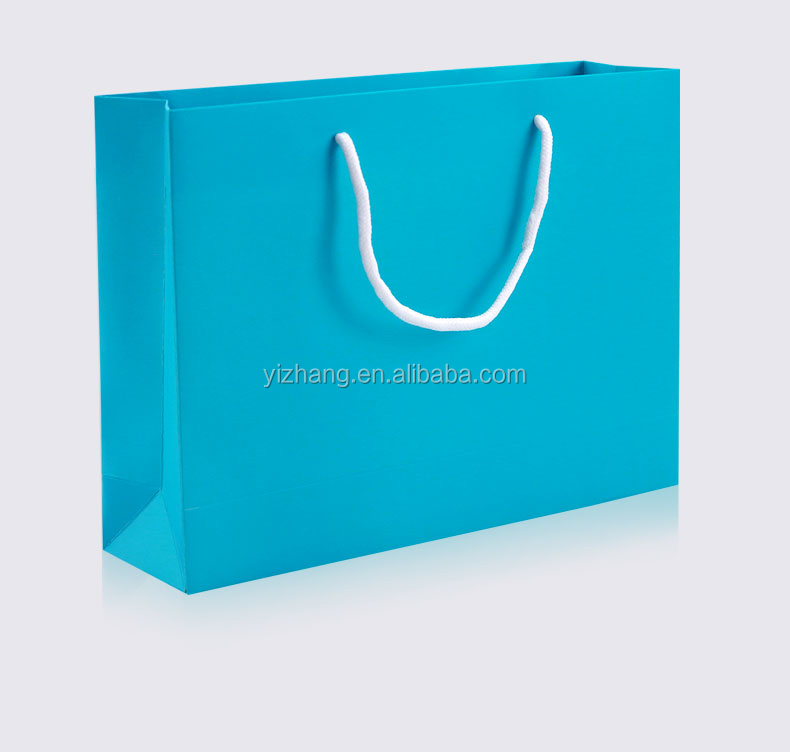 Wholesale Paper Packaging 13*19*6cm Bright Blue Paper Shopping Bag for Baby Clothes